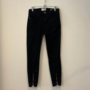 Frame  Le High Skinny jeans with gold zippers at ankles